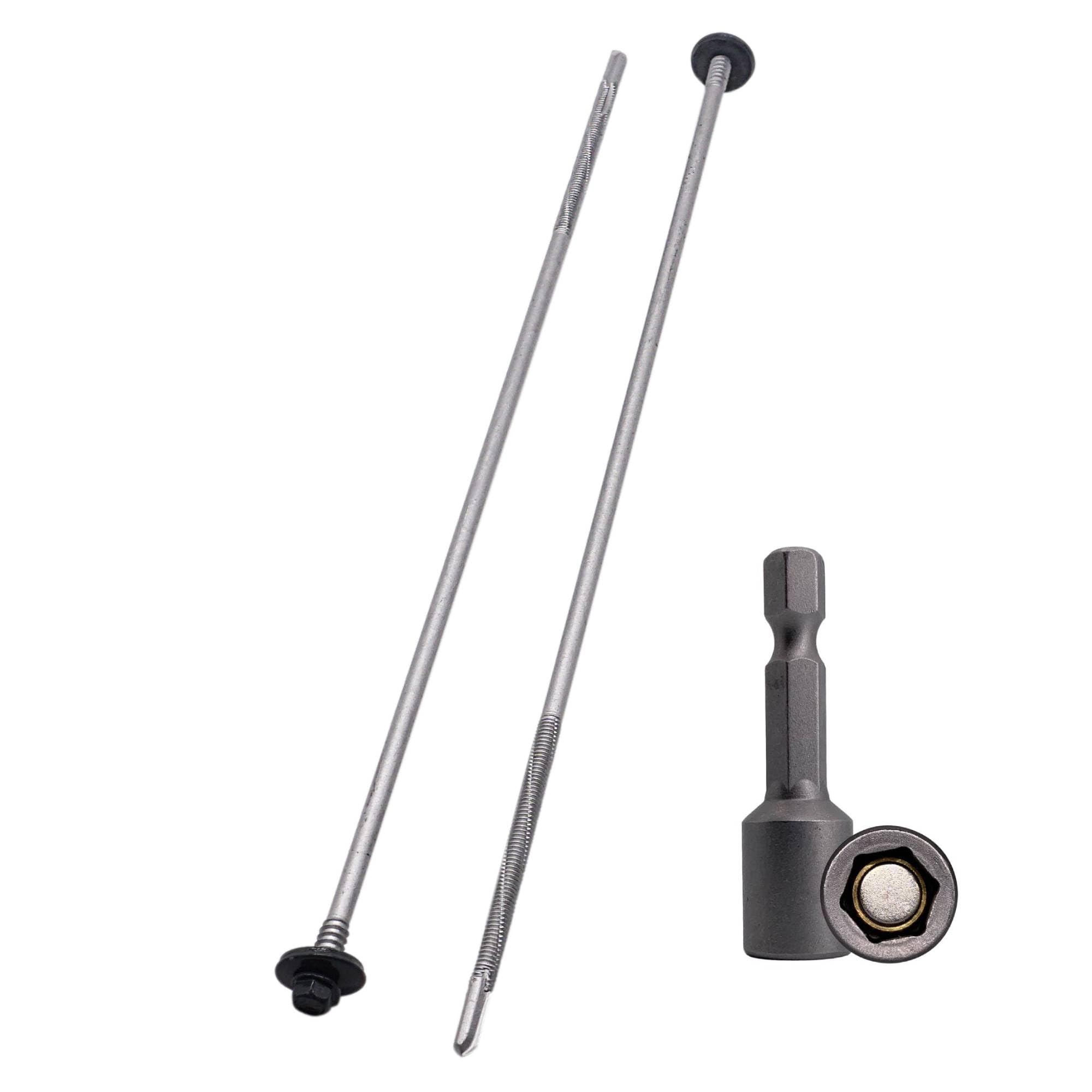 SKIR'CO (2 pcs) Painted Self Drilling 5.5 x 330 mm Screws with EPDM Washers for Sandwich Panels Hex Head (Anthracite Grey, RAL 7016)