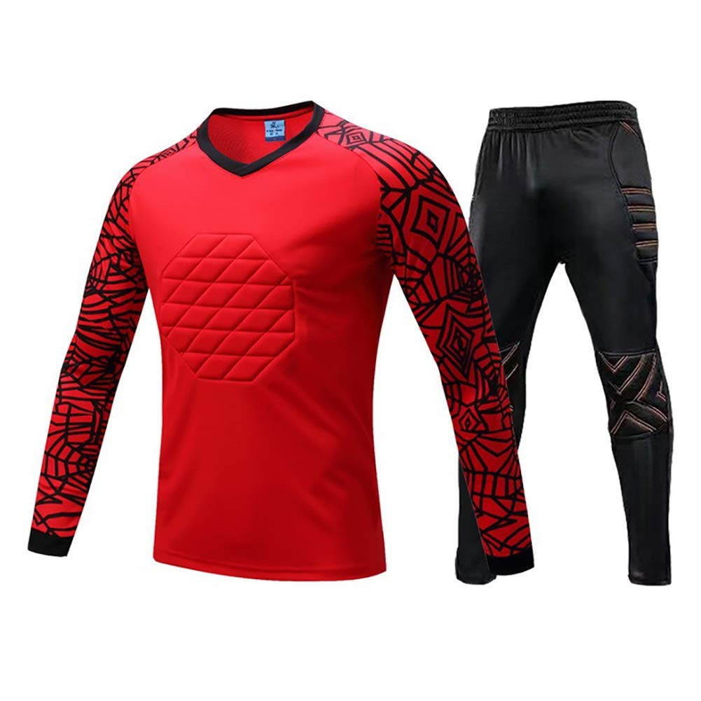 Ensemble gardien but football rouge L : maillot et pantalon rembourrés 2 pièces