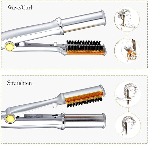 Herramientas profesionales para alisar el cabello, peine de pelo, plancha rizadora y rizador 2 en 1, herramienta de peinado multi, plancha plana con