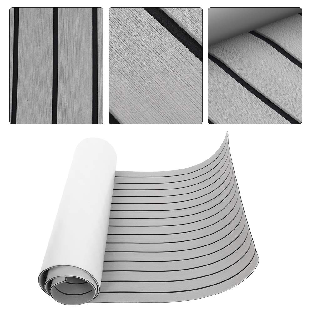 lyrlody- Selbstklebend Eva-Schaum Boot, Marine Bodenbelag Anti Rutsch Bodenbelag Matte für Yacht, Geeignet für Yacht, Auto und Andere Dekoration 240 * 90 * 0.6 cm (Hellgrau)