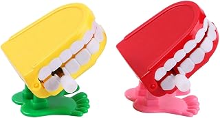 Chattering Teeth Wind Up Toy Walking Teeth, Gags Practical Joke Toys Funny Small Feet Chain with Eyes and Jumping Teeth Christmas Cute Children's Toys Small,Novelty and Gag Gifts (A)