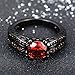 JunXin Black Gold 8MM Round Dark Red Ruby CZ Filled Solitaire Ring Engagement Size5/6/7/8/9/10/11