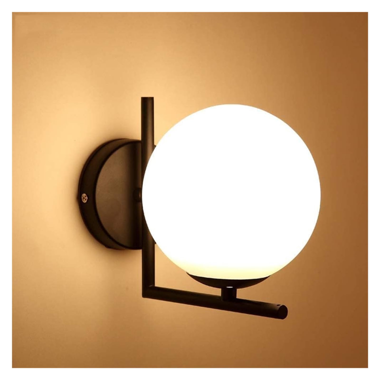 HXYSXHJUO Wall Lamp E27 Indoor Ball Led Retro Round Glass Shade Lighting Metal Sconce Light for Corridor Living Room Bedroom Restaurant Loft,Gold/Gold (Color : Noir)