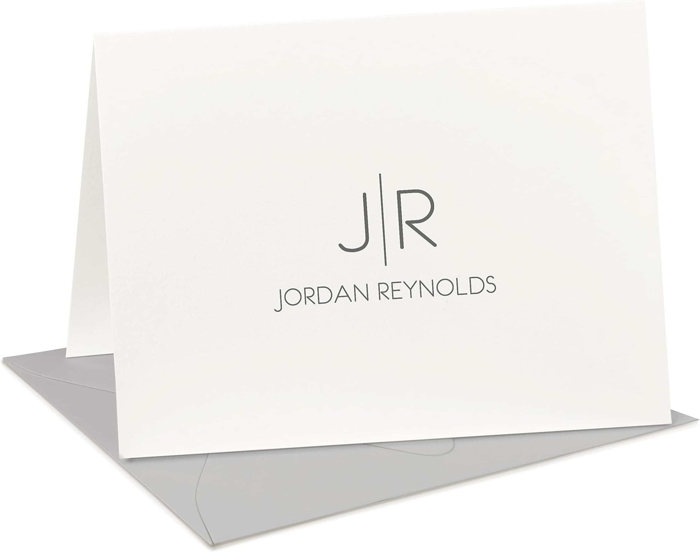 Personalized Stationery Note Cards with Envelopes Personalized Stationery for Women Fold Over Personalized Cards with Envelopes, Personalized Stationery Set with Name and Monogram-Thin Line Mono Fold