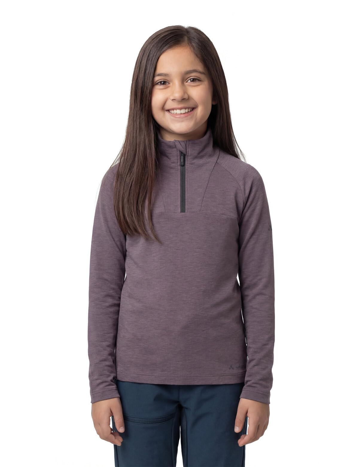 VAUDE Kids Rokua Halfzip, Elastischer Half Zip Pullover für Kinder, optimal als wärmender Unterzieher