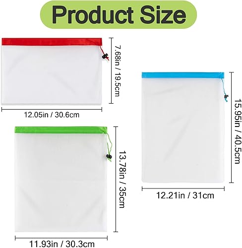 Miniatura 2 de MAQIHAN 12 bolsas reutilizables para productos  Bolsas de malla para productos con cordón, reutilizables, lavables, bolsas de almacenamiento de