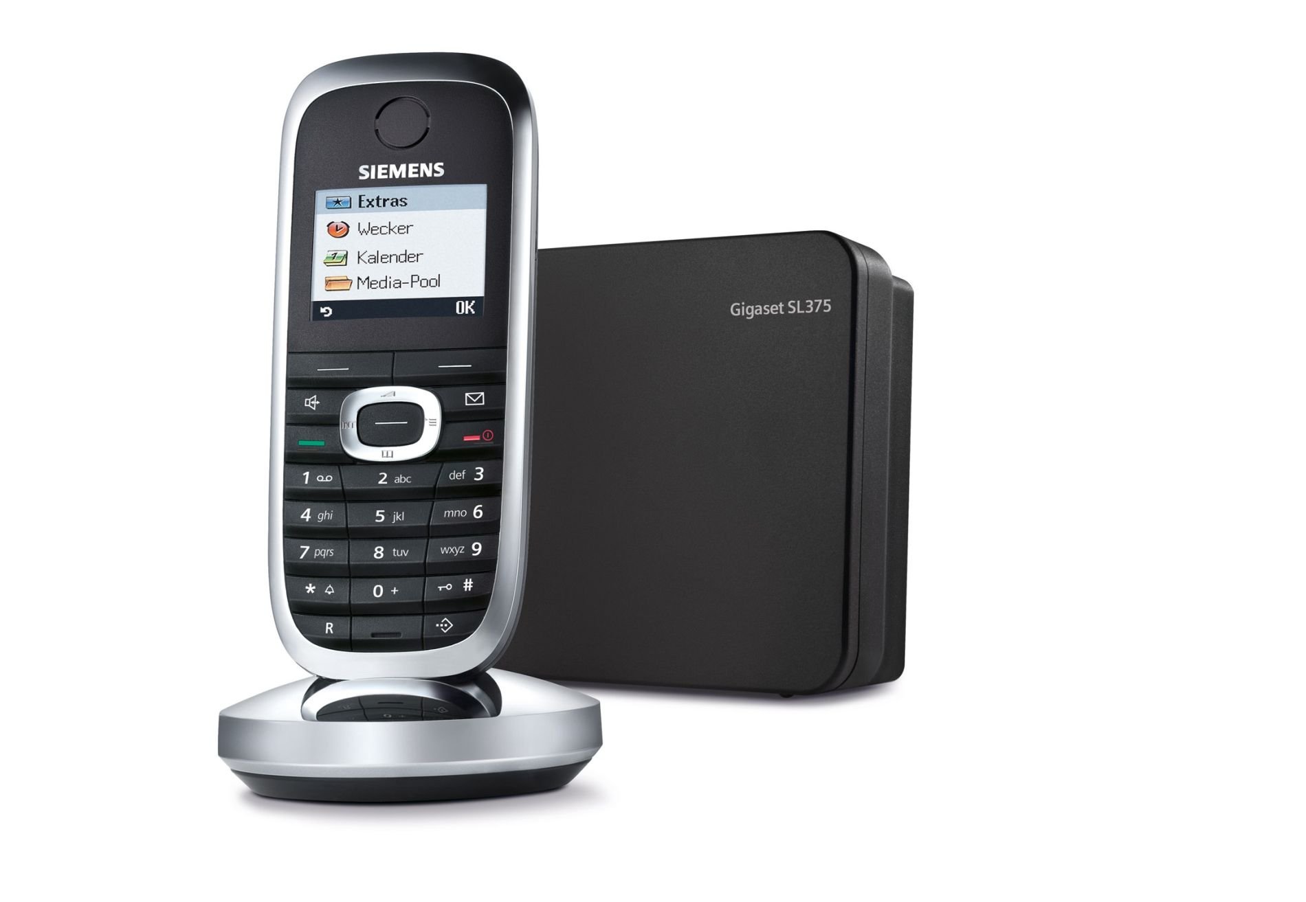 Siemens Gigaset SL375 DECT Schnurlostelefon mit Anrufbeantworter Bluetooth und Picture CLIP schwarz/chrom