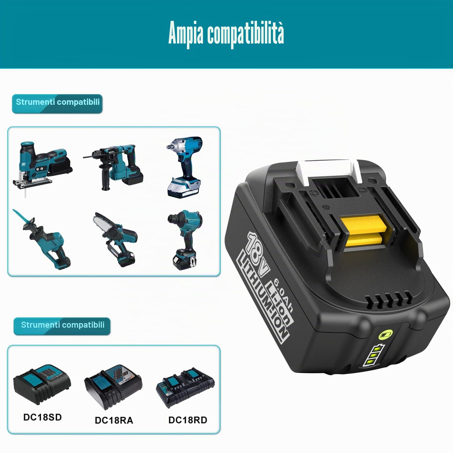 Energup 2 x 18V 5.0Ah Batteria per Makita Batteria 18V BL1850 BL1860 BL1840 BL1830 BL1820 BL1815 194205-3 194309-1 194205-5 con Indicatore LED