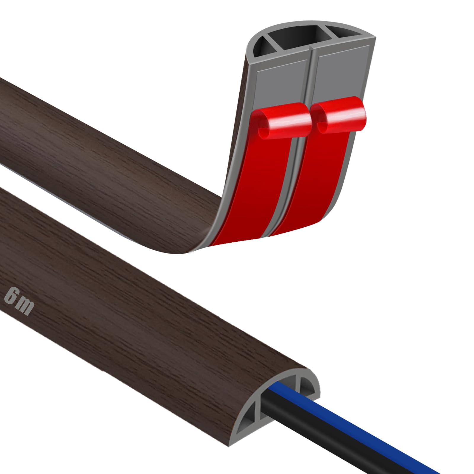 Canaletas para Cables Adhesivas, Madera Pasacables Suelo Goma, Canaleta Cables, para Uso en Oficinas, Escuela, Almacén, Conciertos, Etc, para Proteger Los Cables Evitar Riesgos deTropiezo — view 24
