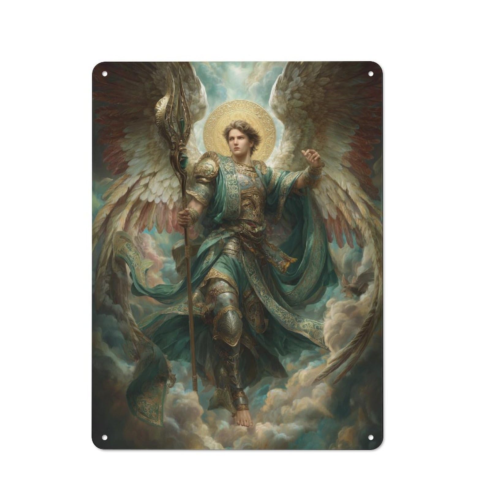 Junmoney Celestial Guardian-1 Retro Metal Wall Sign 40X30cm Featuring For Hallway Wall, For Garage, Workshop And Man Cave Decoration