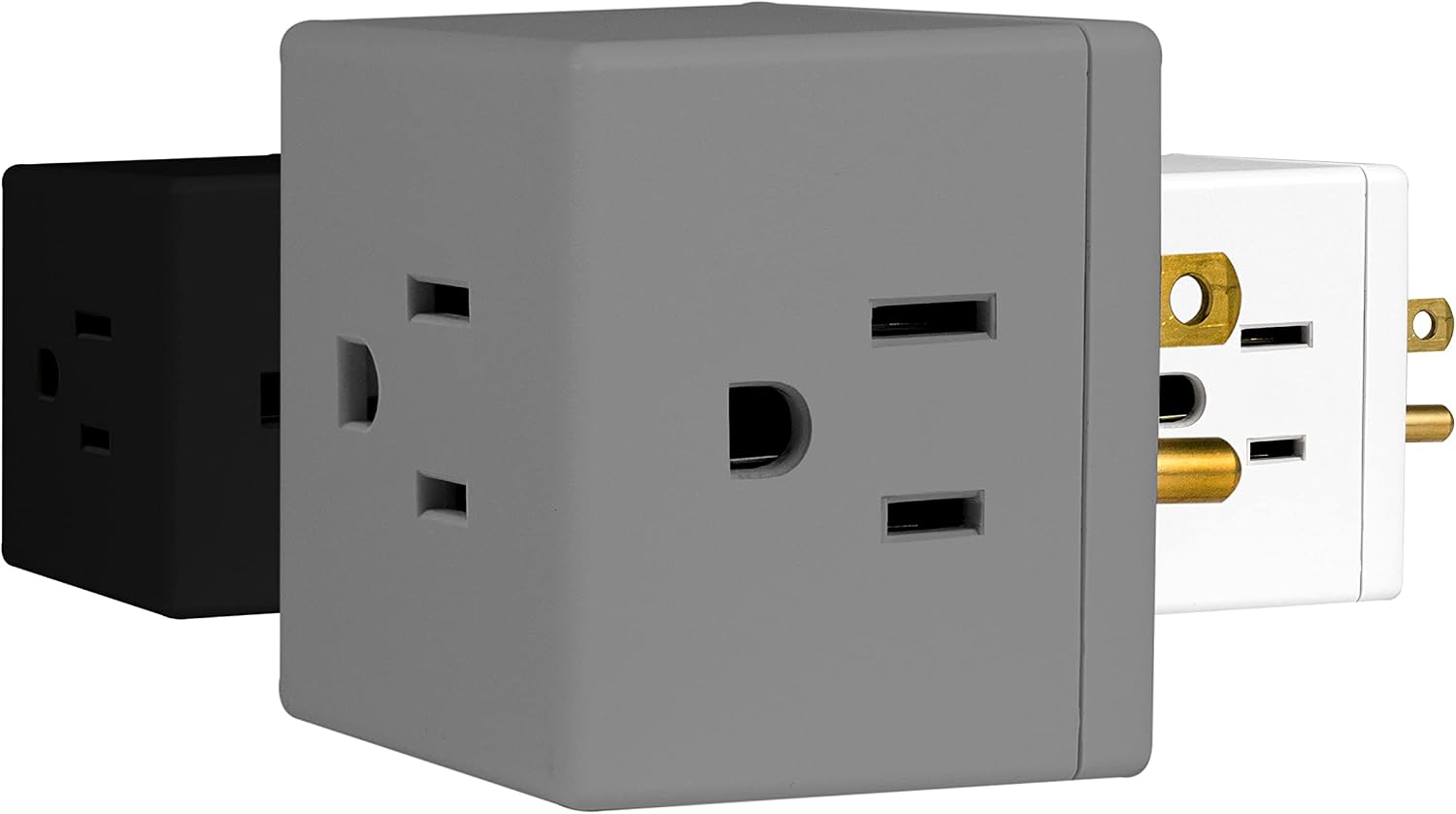 GE 3-Outlet Extender Wall Tap Cube, Adapter Spaced Outlets, Easy Access Design, Grounded, 3-Prong, Perfect for Home or Travel, UL Listed, Gray, 47493