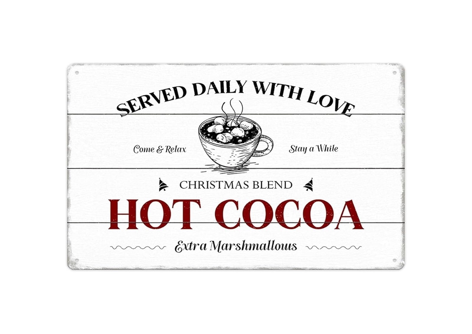CBQZCHWDKT Vintage Metal Tin Sign for Coffee Corner with Cozy Cocoa Design Rustic Wall Decor for Kitchen Farmhouse or Cafe 8 X 12 inch​
