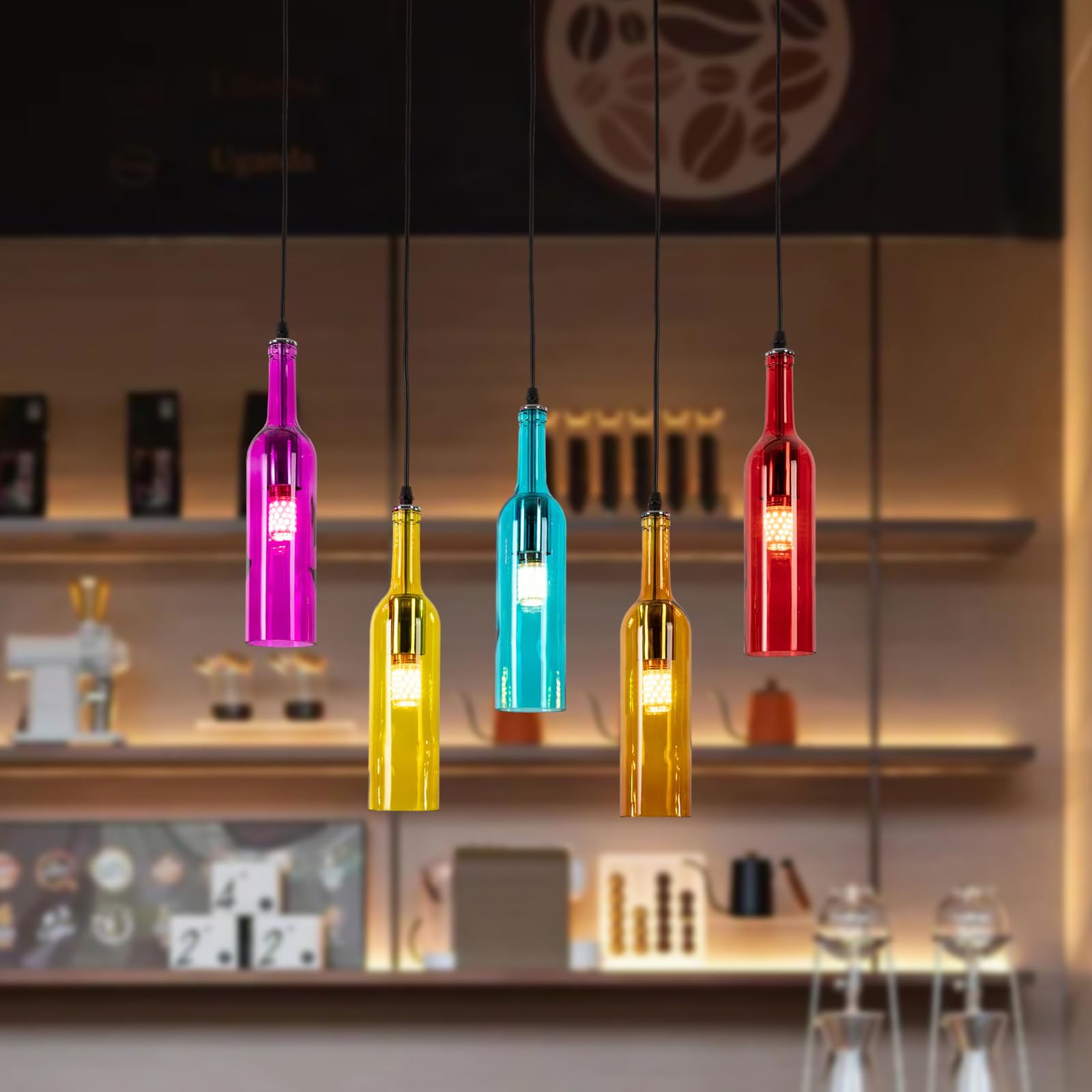 Glass Bottle 5-Light Creative Retro Industrial Ceiling Chandelier