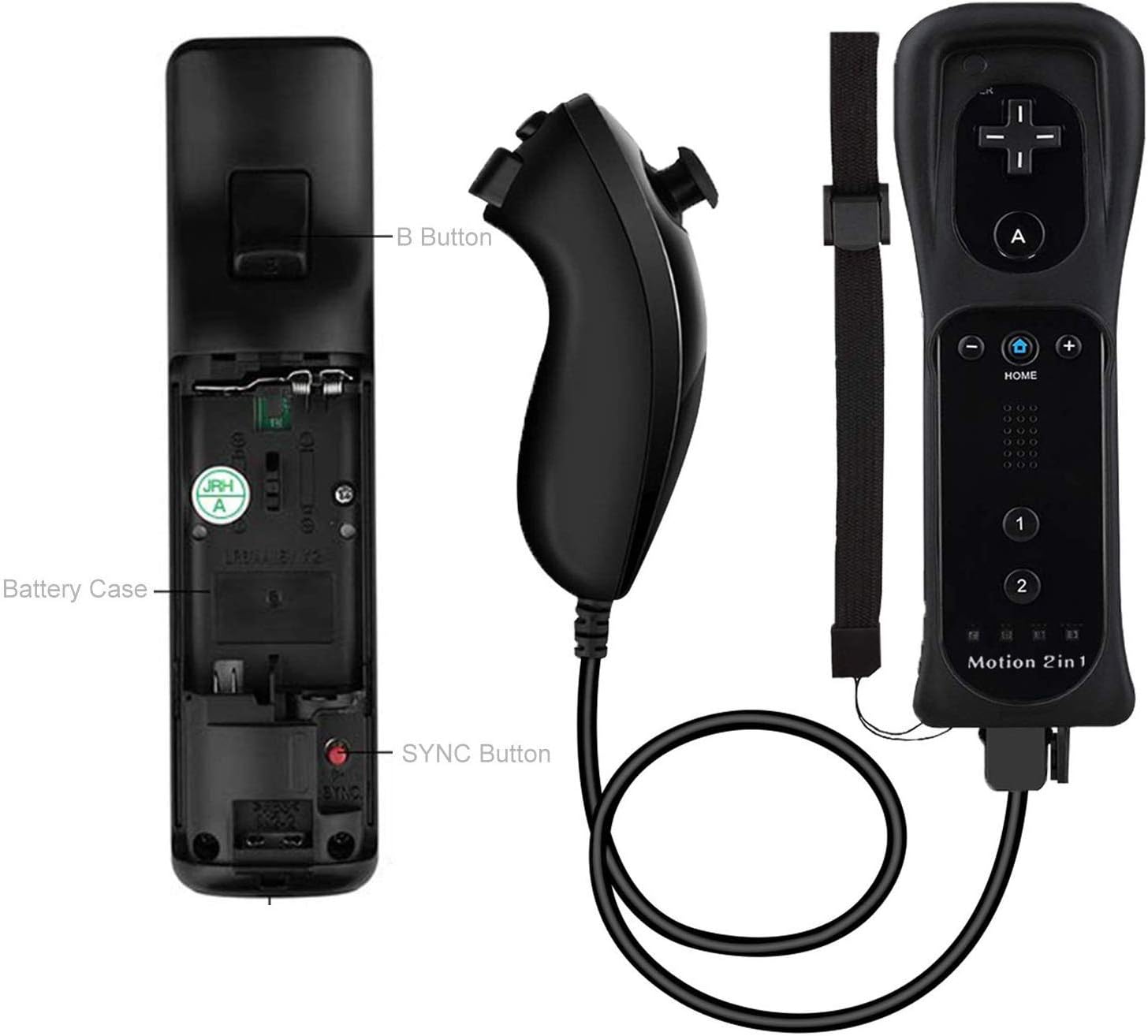 Bеѕt Quаlіtу 🔥 Wii Remote Controller and Nunchuck Controller Compatible for Nintendo Wii&Wii U Console - with Silicone Case and Wrist Strap (Black)