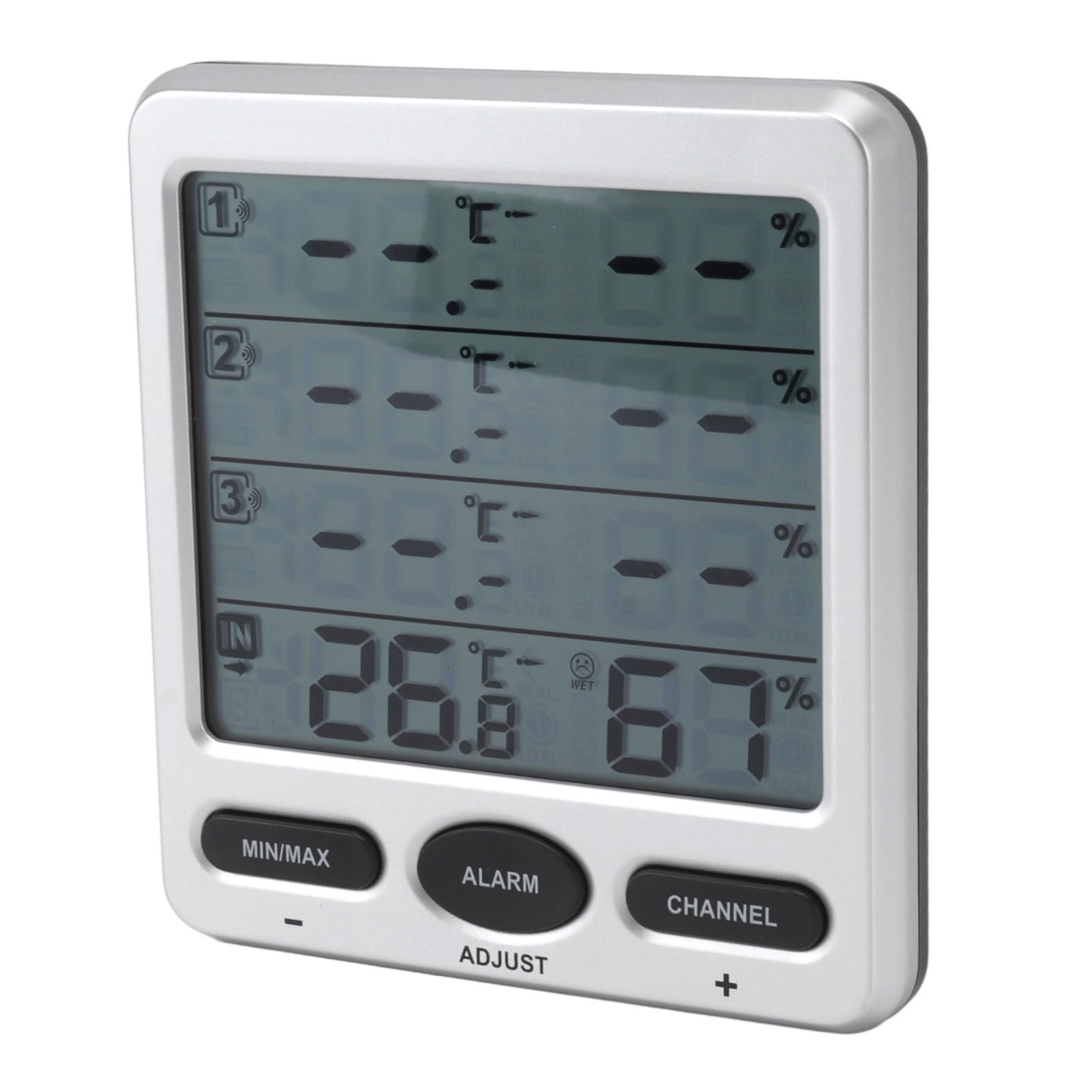Cocoarm Raumhygrometer-Thermometer, Drahtloser ABS-Temperatur- und Luftfeuchtigkeitsmonitor mit 3 Fernsensoren, 433 MHz, Max.-Min.-Aufzeichnungen, für den Innen- und Außenbereich Im Babyzimmer zu