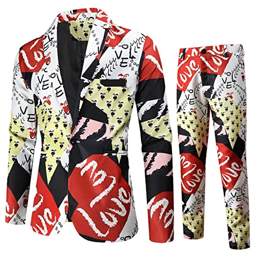 Zhiyao Traje ajustado para hombre, 2 piezas, traje de San Valentín, traje de hombre, chaqueta de traje para boda, manga larga, pantalones largos, pantalones de traje, chaqueta de traje elegante,