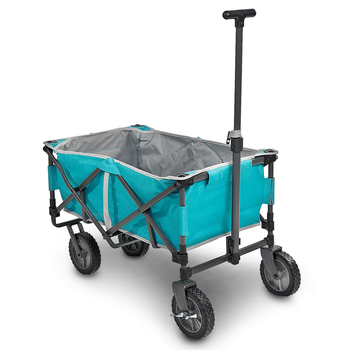 Navaris Foldable Garden Trolley on Wheels 4 Wheel Outdoor Wheelbarrow Folding Pull Cart Beach