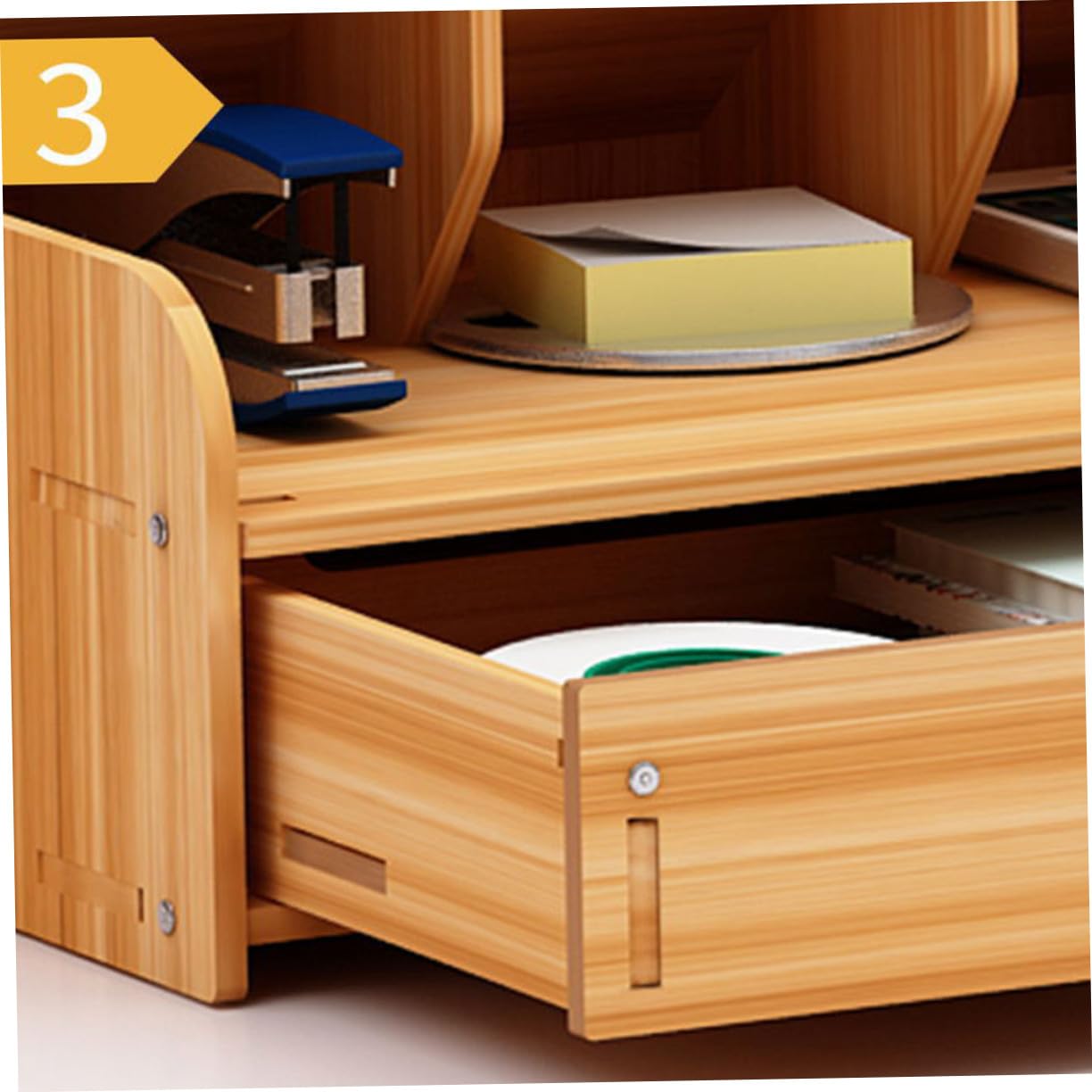 Didiseaon Portapenne in Legno Scomparti Multipli, Organizer da Scrivania | Ufficio e Casa, Capiente e Solido, Stile Moderno Creativo Vani Versatili per Accessori