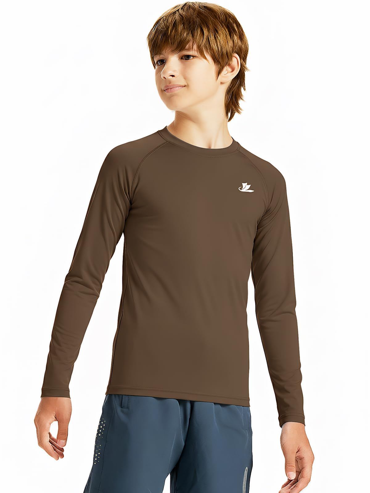 DEVOROPA Youth Boys Compression Shirt Long/Short Sleeve Football Baseball Undershirt Quick Dry Kids Sports Baselayer Crewneck