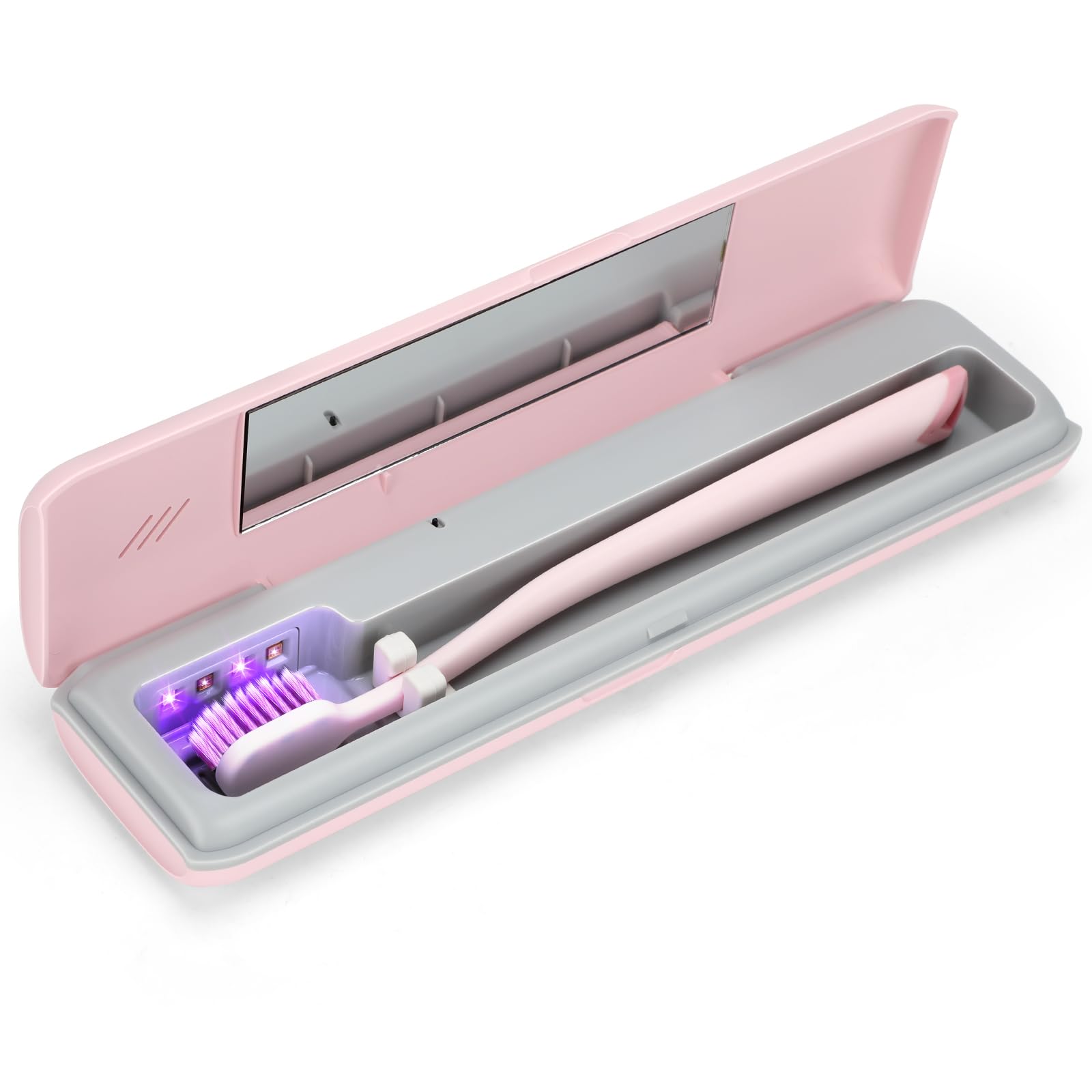 Sponsored Ad - YourMate Toothbrush Sanitizer Case Travel Toothbrush Covers Case for Houshold and Traveling Power by AA Battery or USB-C Pink