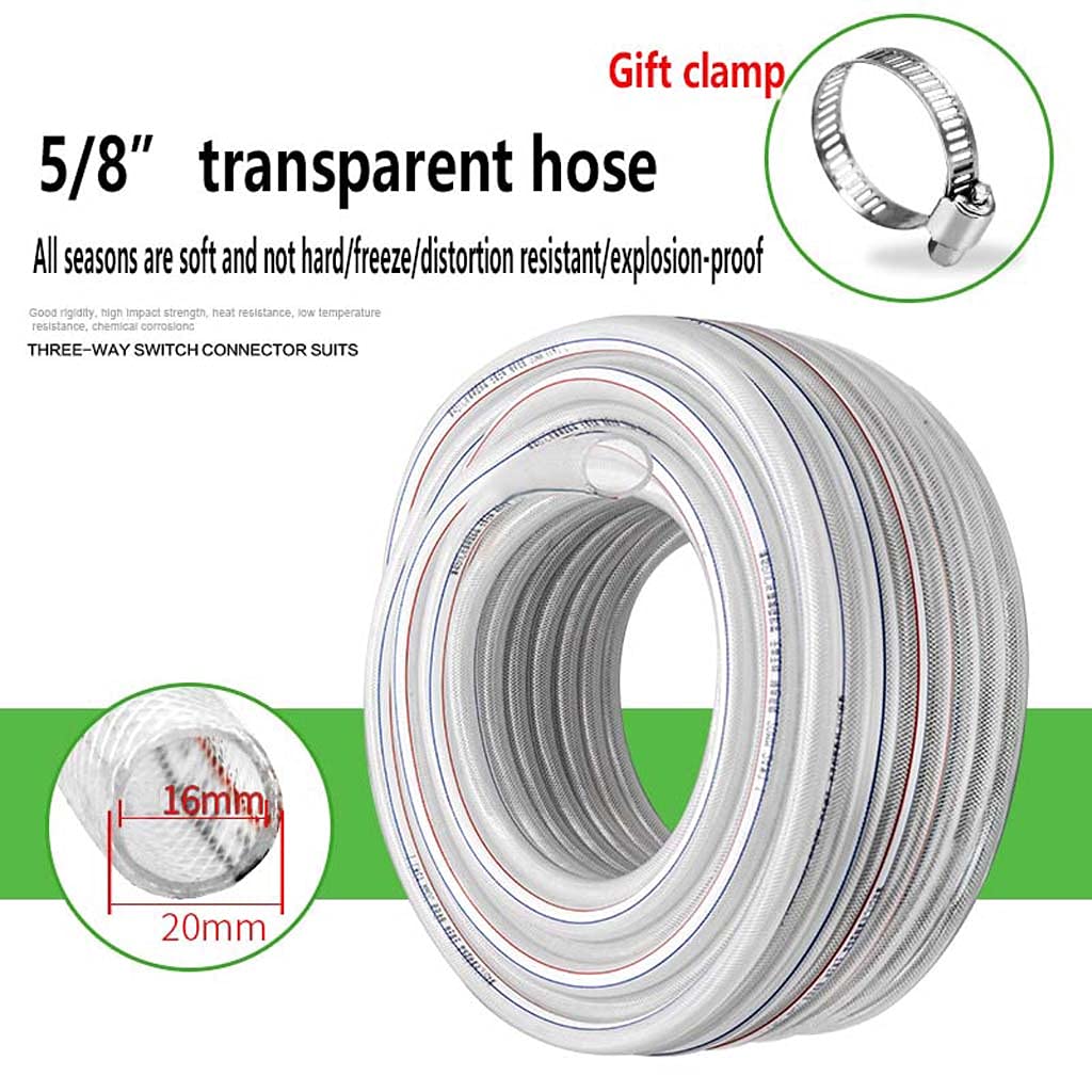 Tube en PVC Transparent de 5/8 ", 16 mm ID x 20 mm OD Tuyau d'eau Flexible Tuyau d'étang pour Aquarium Tuyau de mazout en Plastique, Tuyau d'air Durable Transparent