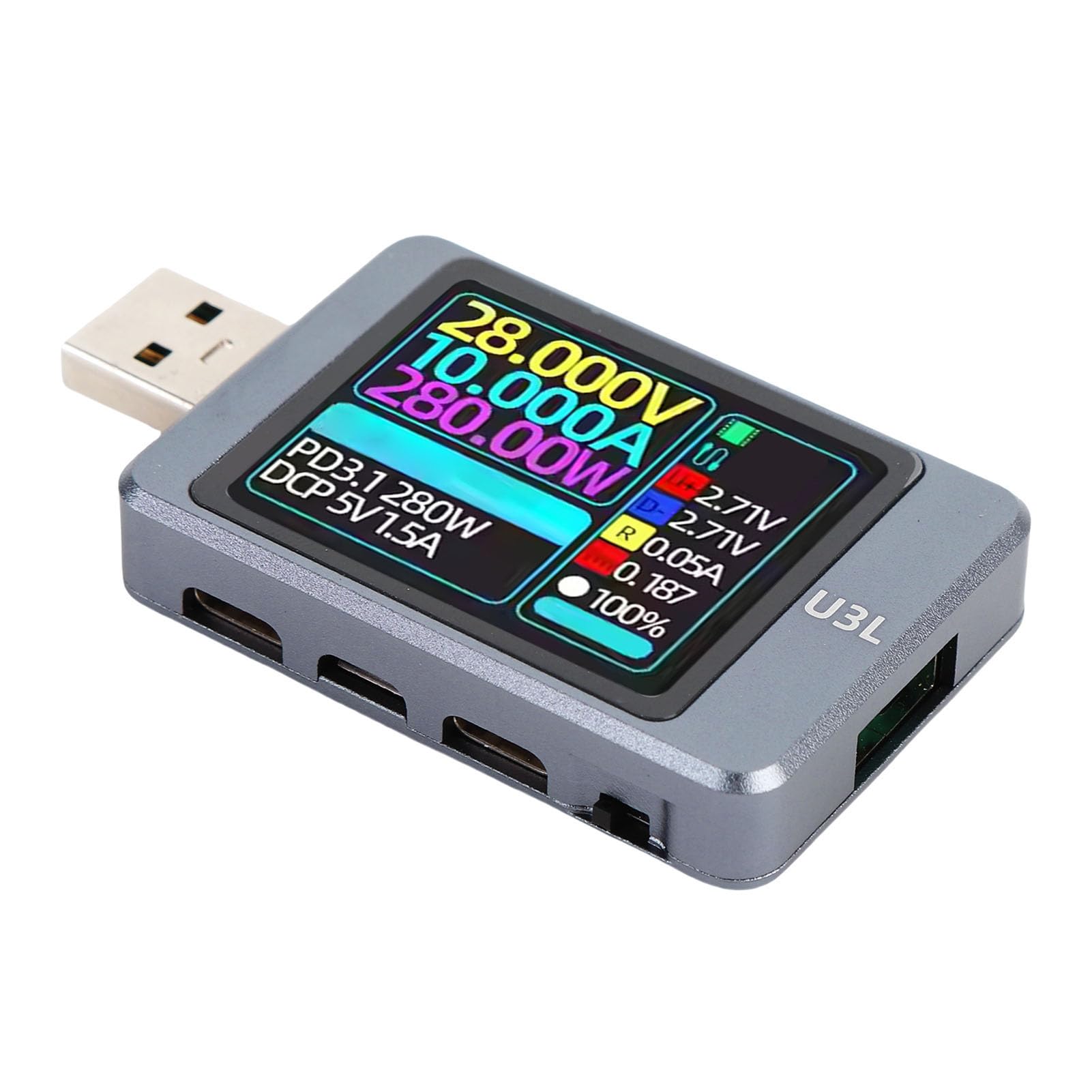 Tester napięcia i prądu USB Przenośny ekran o przekątnej 1,77 cala dla entuzjastów elektroniki