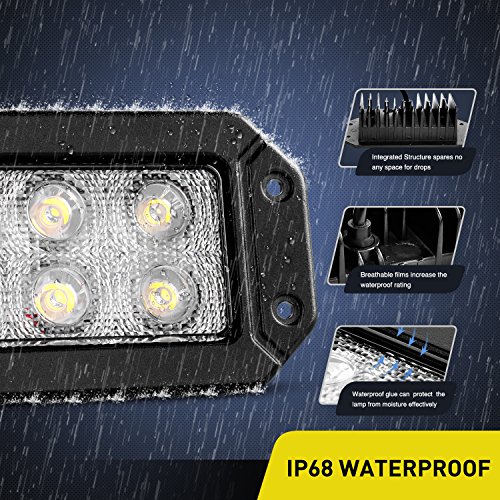 Image of Nilight 15029S-B 2PCS 18w Flush Mount Lights Spot Work Driving Bar Off Road Led Jeep Truck Tacoma Bumper ATV UTV,2 Years Warranty