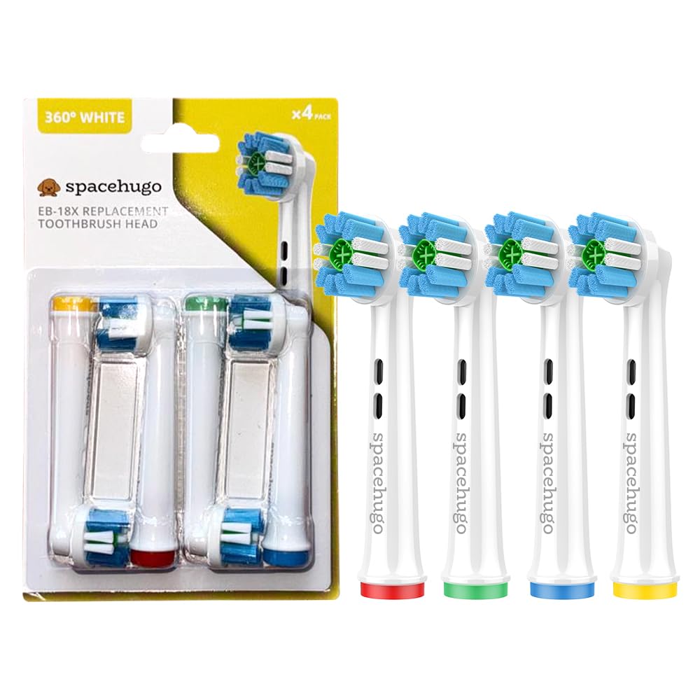 spacehugo 4-Pack Replacement Toothbrush Heads Compatible with Braun Oral-B, Professional Electric Toothbrush Heads, Precision Clean Brush Heads