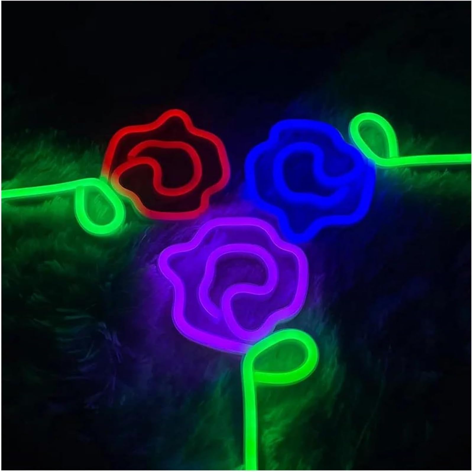 Regalo creativo per insegne al neon Lettere colorate per illuminazione interna, insegna al neon a forma di fiore per rosa per la parete della camera da letto e per le feste(2)