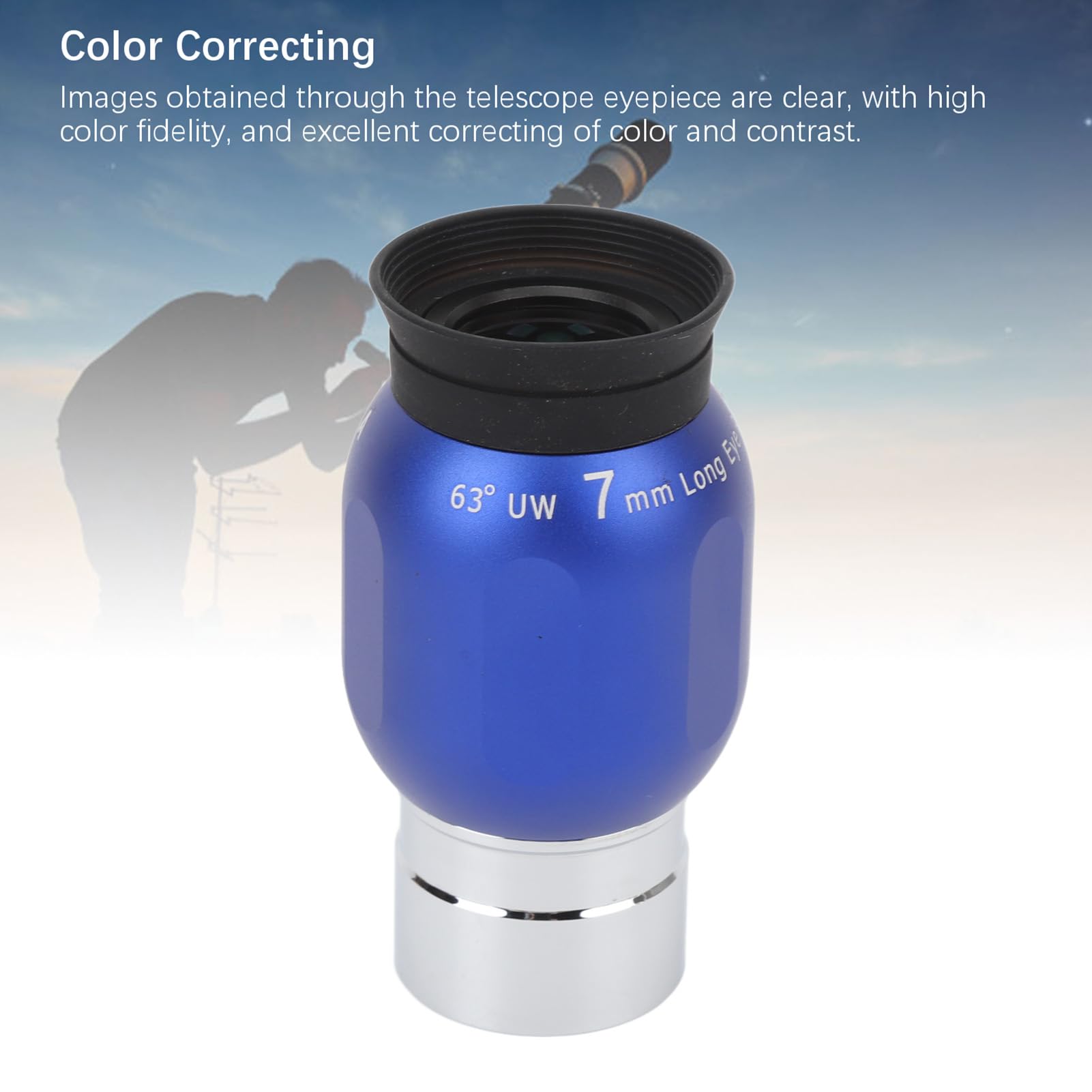 Oculaire de Télescope, Oculaire Zoom 7 Mm 1,25 Pouces pour Télescope, Accessoires de Télescope Grand Angle de 63 Degrés pour Télescopes Astronomiques Visuels