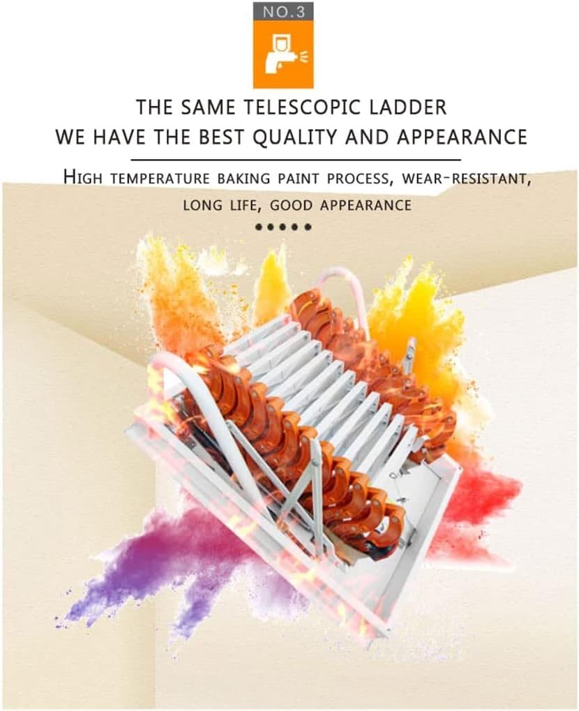 Telescoping Extension Ladder, Wide Pedal Thickened Attic Ladder W/Ladder Hook Invisible Folding Lift Stret Ladder for Household & Outdoor Working Loft Ladder ，80x90cm/32x36in