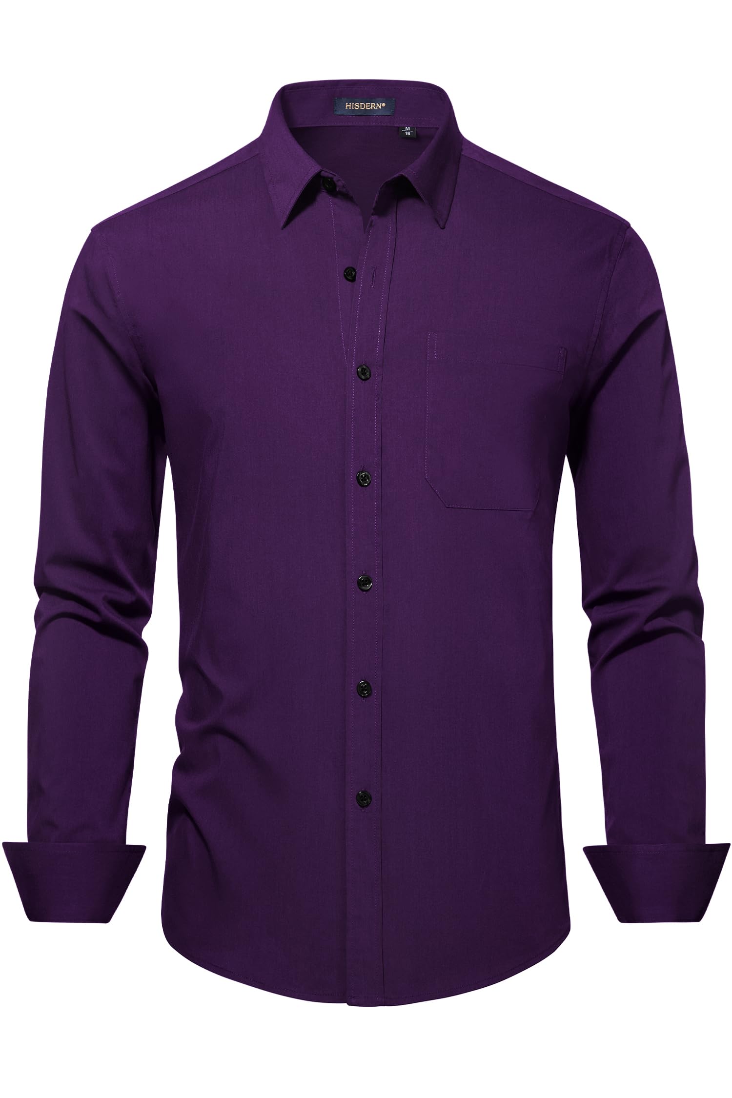 HISDERN Mens Dress Shirts Long Sleeve Button Down Casual Shirts for Men Inner Contrast Formal Business Tuxedo Wedding