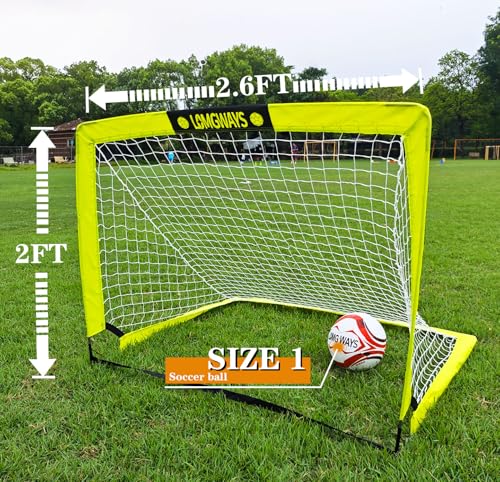 Image of LOMGWAYS Soccer Goal for Kids + Youth with Carry Bag for Practice & Games | Indoor+Outdoor Use| Easy Set Up| Multiple Sizes| Portable|Great for Kids|for all skill levels| Secure Anchoring