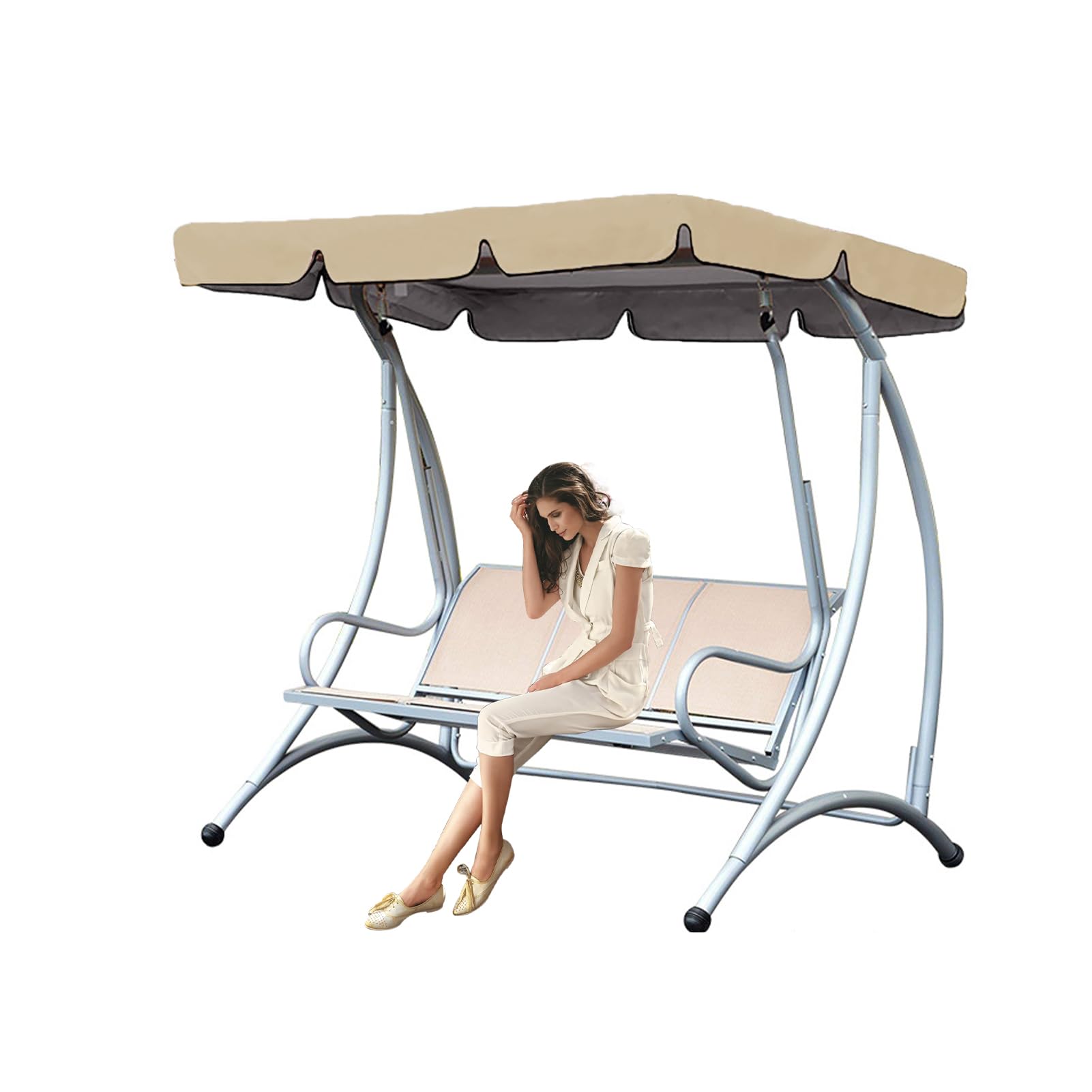 Copertura Impermeabile Per Altalena Da Giardino Beenle-Icey - Anti UV E Antiacqua, Beige 190x132cm - Foto 9