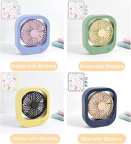 Miniatura 4 de Ventilador de escritorio pequeño y estético Kawaii con calcomanías, bonito ventilador portátil personal recargable por USB para adolescentes, niñas,