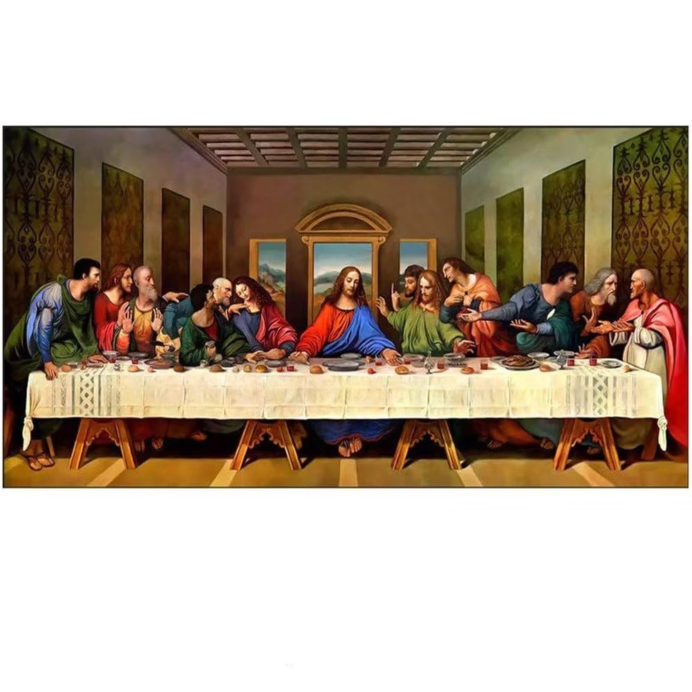 OKIKA 5D DIY Diamond Art Kits Adults and Kids, Jesus Last Supper Diamond Painting Kits for Adults, Full Drill Paint by Numbers Kits Gem Art Craft for Home Wall Decor/Gift 36x72in