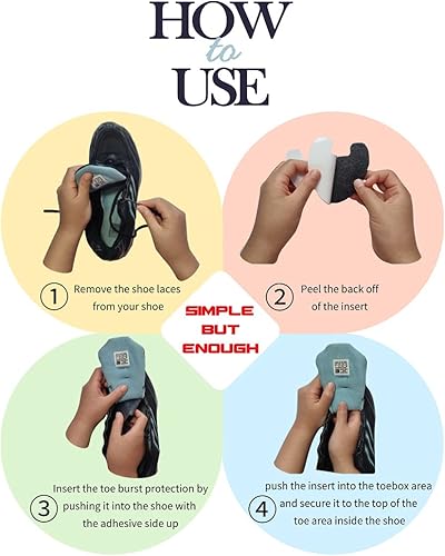 Miniatura 5 de Orificio para zapato, puntera para prevención de reventones, reparación de parches autoadhesivos, protectores de arrugas, disminuyente, 2 pares