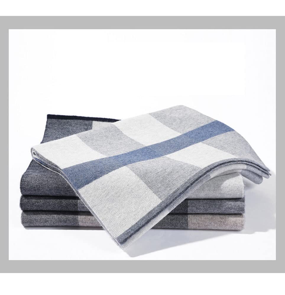 FRAH Sciarpa Invernale da Uomo, Sciarpa in Lana a Righe Scozzesi for Uomo (Color : A, Size : 70.8 x 11.8in)