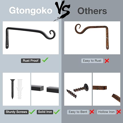 Miniatura 3 de Gtongoko Soporte resistente para plantas colgantes de 6-10-15 pulgadas, colgador decorativo para colgar plantas, paquete de 2 (10 pulgadas)