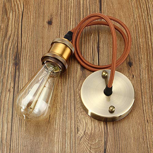 Industrial Pendant Light E26 E27 Socket Lampholder Fabric Pendant Light Cord Adjustable Hanging Light Kit (Bronze) #TOP3