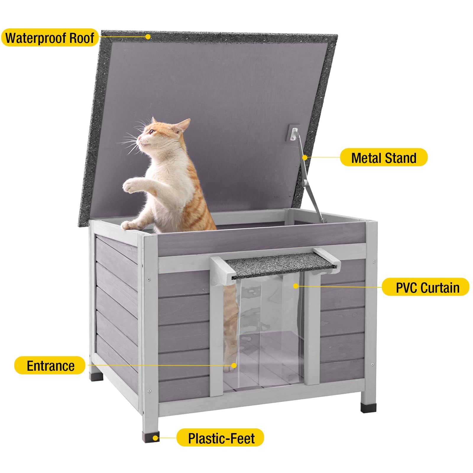 Aivituvin Katzenhaus Outdoor - Isoliertes Winterfestes Holz Haus