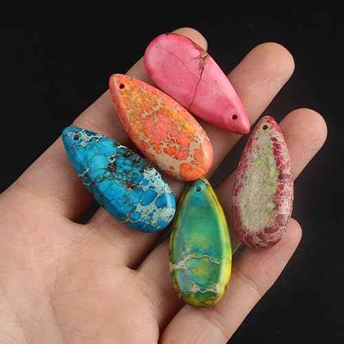 Miniatura 2 de Colgantes de conectores de piedra natural, colgantes de jaspe de sedimento marino, dijes de jaspe imperial para hacer collares o joyas