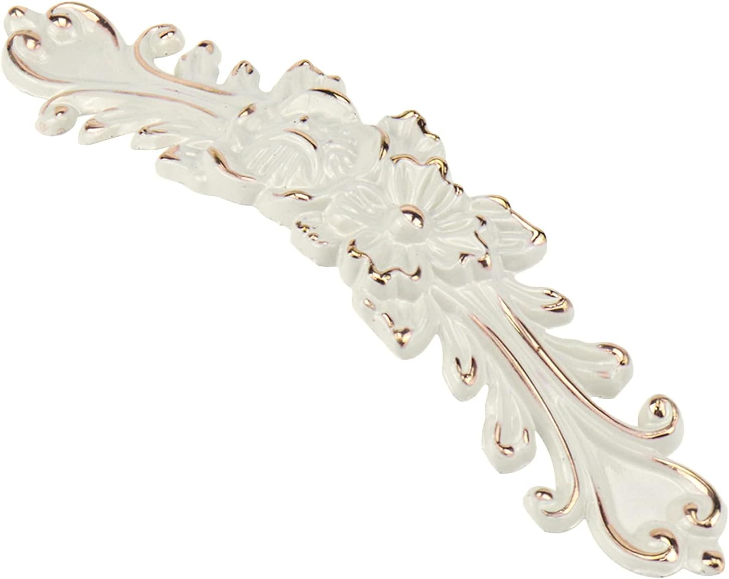 6Pcs 5" Hole to Hole Euro Rose Decorative Cabinet Pull Handles Ivory Vintage Kitchen Zinc Alloy Flower Drawer Dresser Vanity Nightstand Cupboard Wardrobe Pull Handles