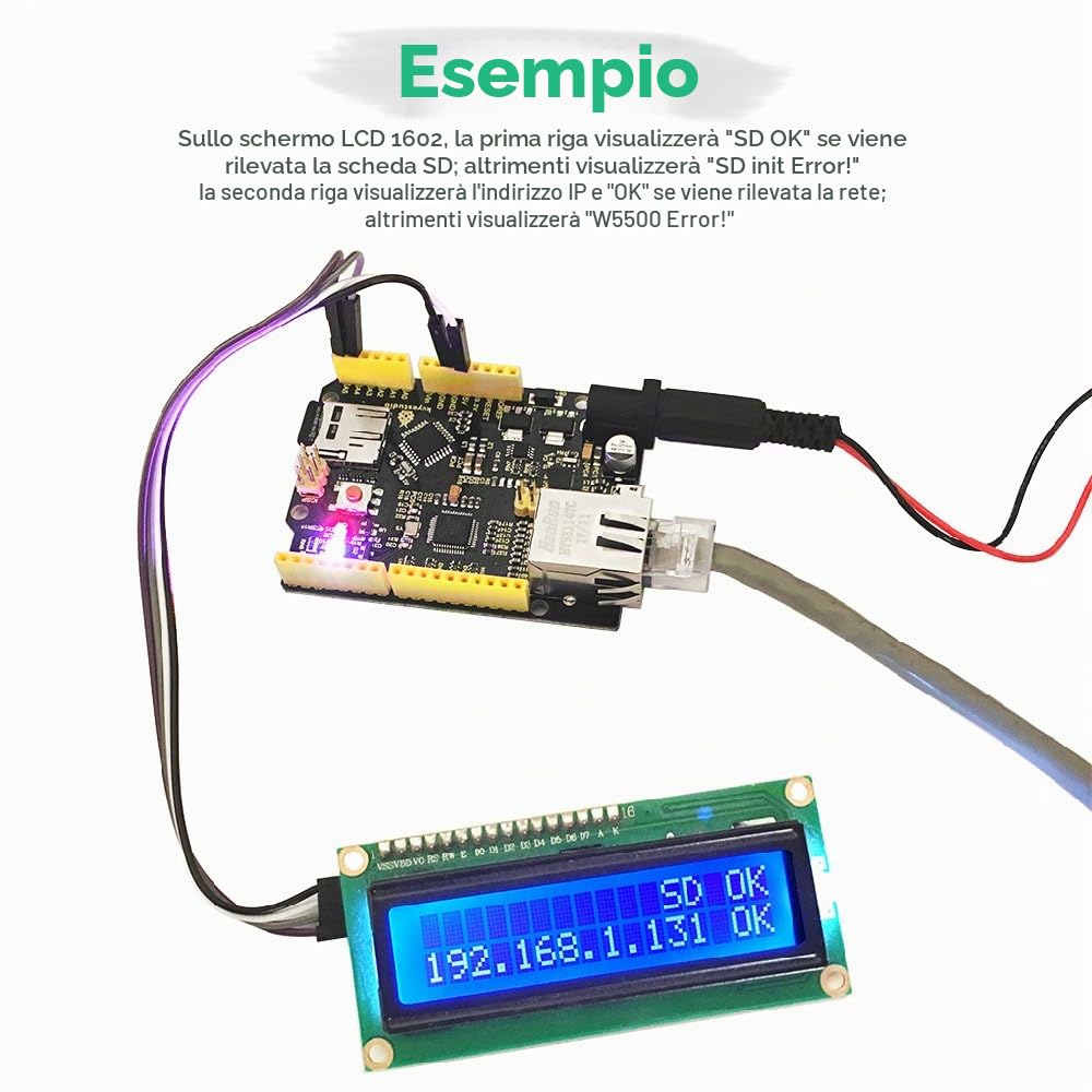 KEYESTUDIO Scheda di sviluppo scheda di controllo Ethernet W5500 per Arduino IDE, supporto scheda MicroSD, non Ethernet Shield (NO pin)