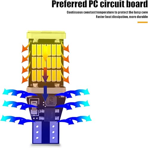 Miniatura 6 de cueclue Pack-4 T15 4014 45SMD LED Luces de marcha atrás, luz de freno de alto brillo de 12 V, 6500 K 800 lm bombillas de señal de giro de coche para