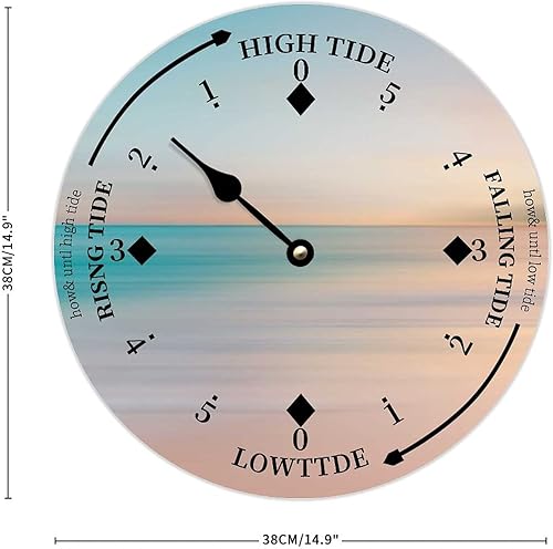 Miniatura 6 de Reloj de marea de madera, vista tranquila, costa este, océano, reloj de marea de madera, marea alta y baja, para colgar en la pared, reloj de