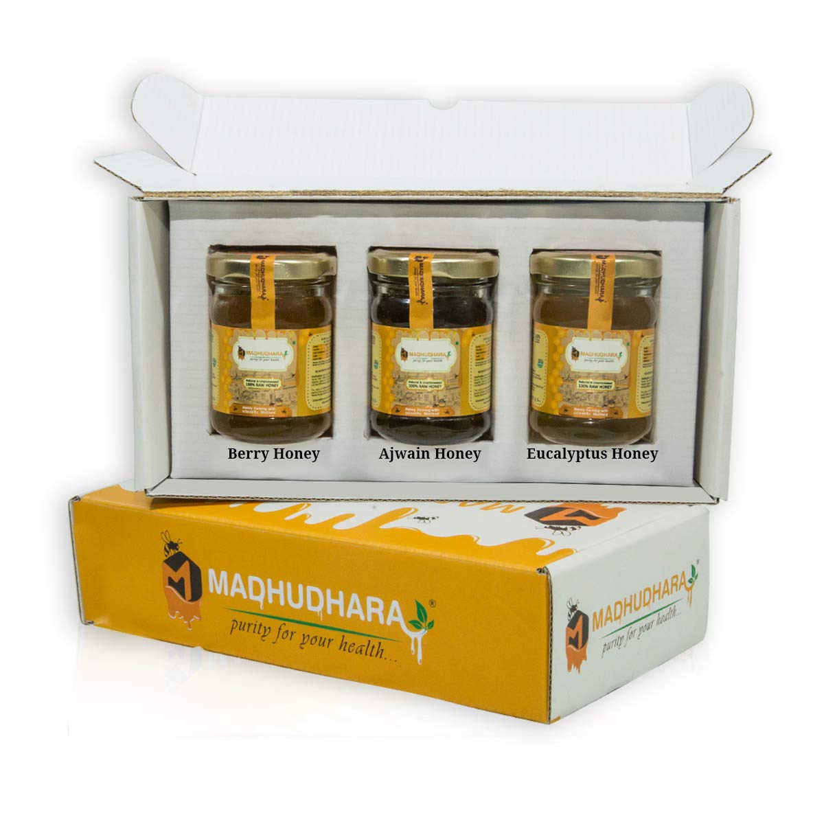 MADHUDHARA Honey Gift Hamper Ajwain Honey,Eucalyptus Honey,Berry