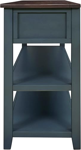 Miniatura 8 de Merax Mesa consola pequeña con 3 cajones de almacenamiento y 2 estantes abiertos, mesa de entrada de granja con marco de madera de pino y patas