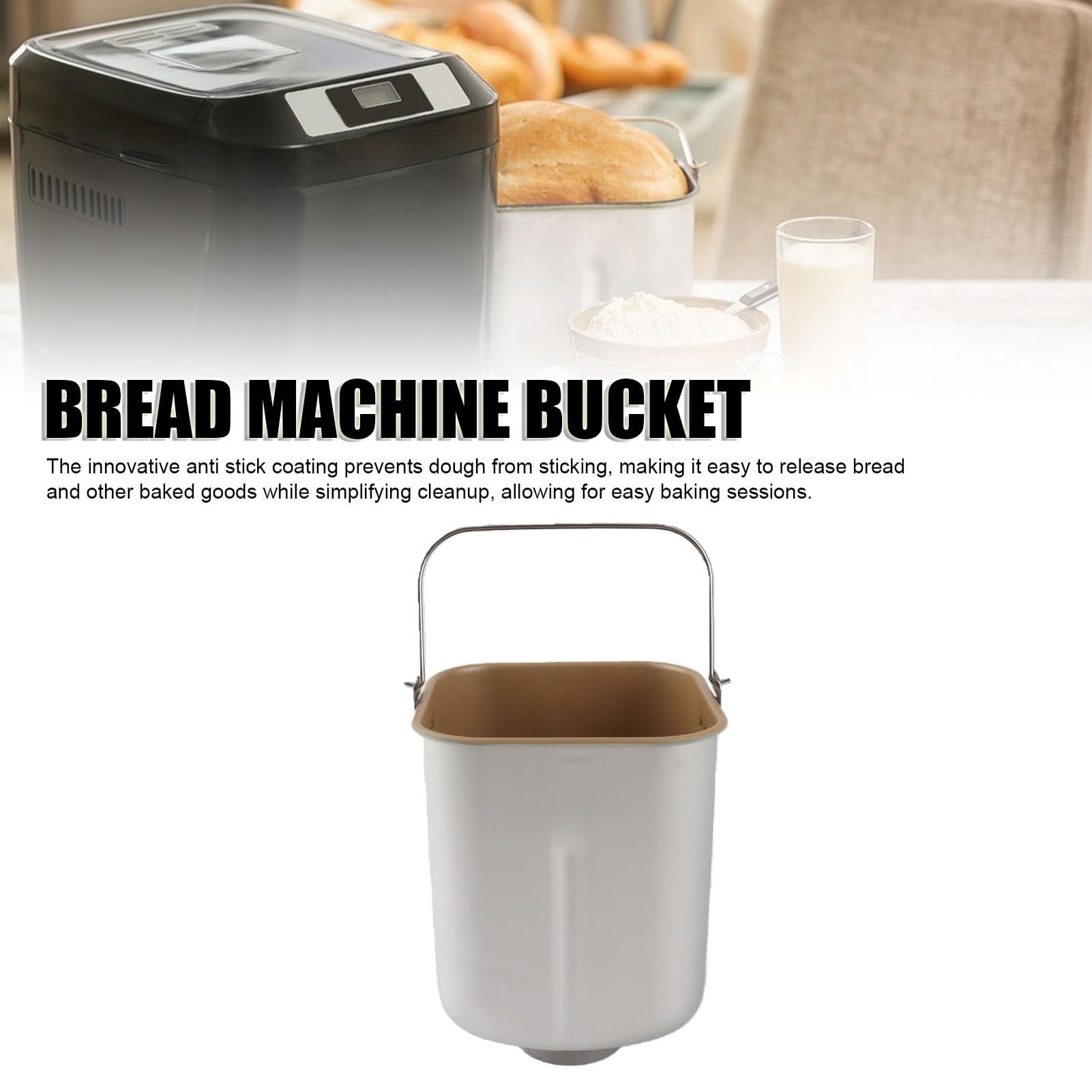Cubo para Máquina de Pan Premium con Revestimiento Antiadherente para Hornear sin Esfuerzo - Aleación de Aluminio de Grado Alimenticio 580 G