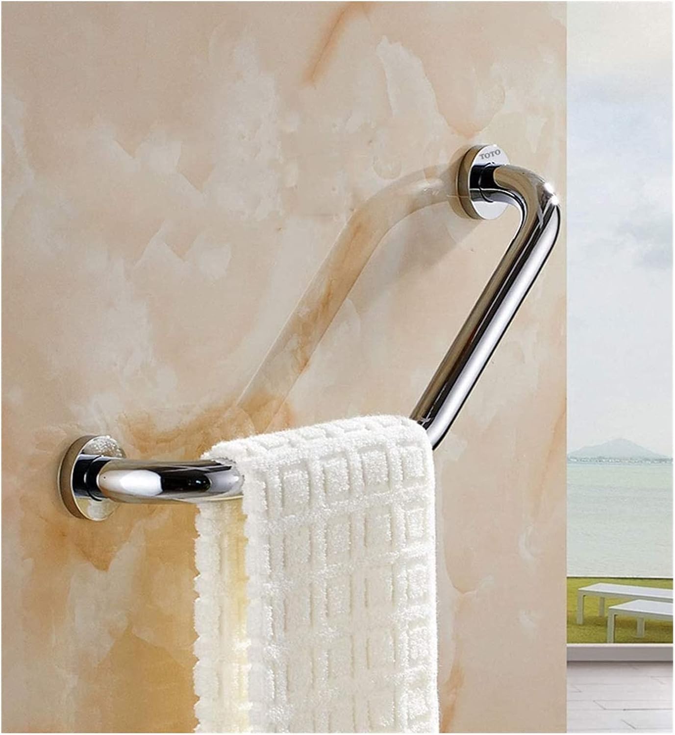 Asas de acero inoxidable, asas curvas para la seguridad del inodoro, asas antideslizantes para bañera, soportes de equilibrio para personas mayores y personas con discapacidad.
